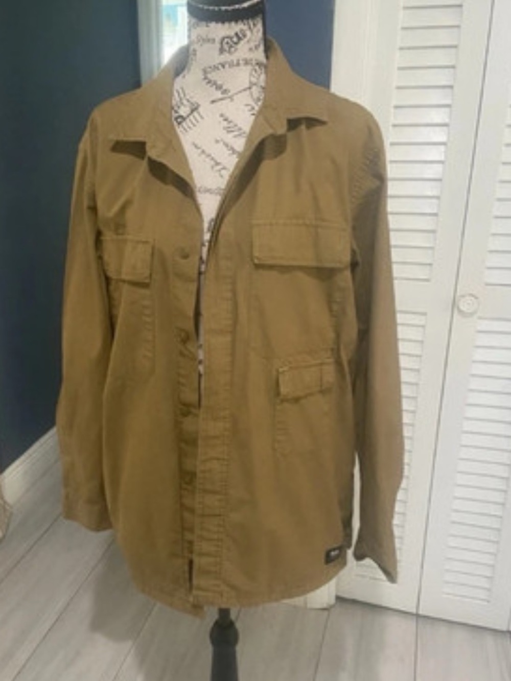 Vans Olive Green Casual Jacket with Logo Patch